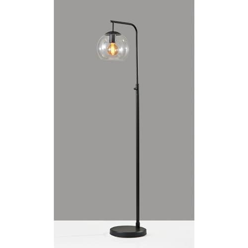 Edison Inspired Black Metal and Clear Glass Globe Floor Lamp