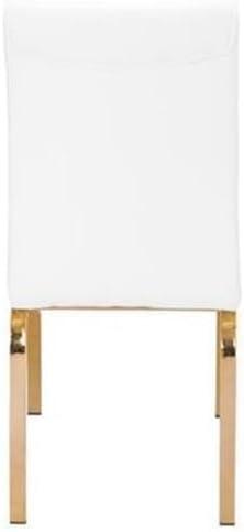 White Chairs Upholstered with Faux Leather and Gold Chrome Base (Set of 2)