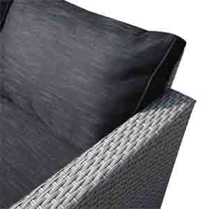 SUNTONE Patio Conversation Sofa Set - 3 Piece All Weather Wicker Outdoor Furniture Set, Gray Rattan & Black Cushions