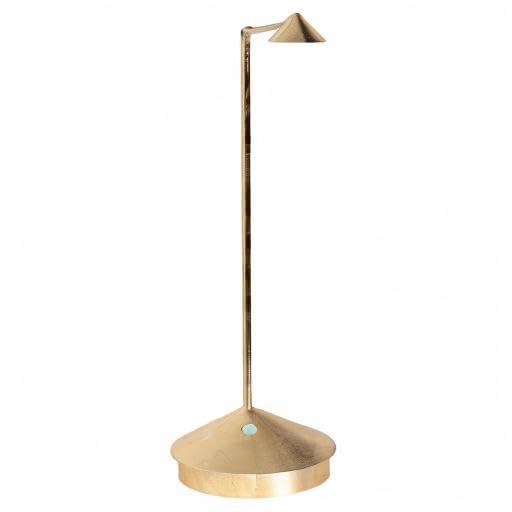 Zafferano, Pina Pro Lamp with Gold Leaf, Rechargeable Cordless Table Lamp with Touch Controls, Usable as an Indoor Lamp, Dimmer, 2200-3000 K, Height 11.4 Inches
