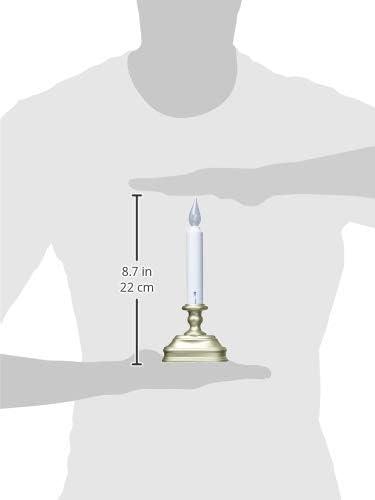 Battery Operated LED Flameless Window Candle Pewter/Silver Finish with Dusk to Dawn Sensor and White Flame