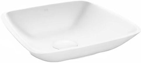 Hyacinth 14" L x 14" W x 4" H Matte White Handmade Square Vessel Bathroom Sink