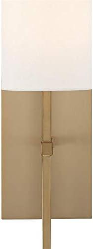 Aged Brass and White Silk 1-Light Wall Sconce