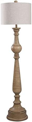 Tipton Farmhouse Floor Lamp - Taupe Washed Finish - Beige Shade