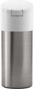 White and Stainless Steel Wipes Dispenser with Easy One Touch Lid