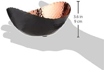 Elliptical Black and Copper Hammered Serving Bowl