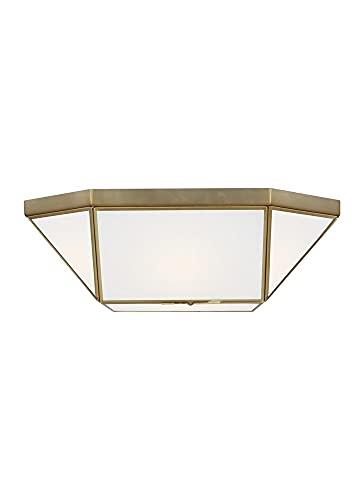 Generation Lighting 2-Light Morrison Ceiling Lamp Satin Brass 7579452-848 | Ceiling Light Fixture for Home Decor| Ceiling Mount Light for Bedroom, Bathroom, Kitchen, and Living Room Décor