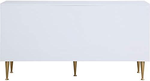 Marisol Mid-Century White Dresser with Brushed Gold Accents