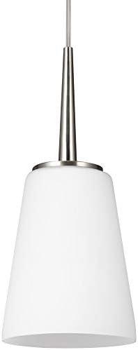 Brushed Nickel Mini Pendant with Etched Glass Shade