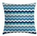 Aqua Throw Pillow Cushion Cover, Retro Vintage Chevron Geometrical Zig Zag Stripes, Decorative Square Accent Pillow Case, 20 X 20 Inches, Turquoise Light Blue Navy Blue and Seafoam, by Ambesonne