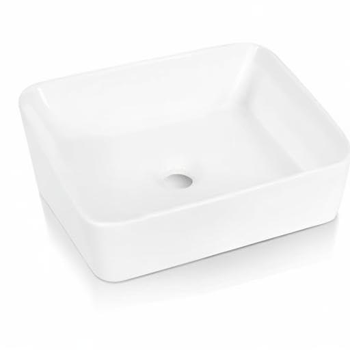 19"L x 15"W White Ceramic Rectangular Bathroom Vessel Sink Drop-in Vanity Sink