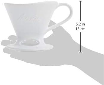 Melitta 1 Cup Porcelain Pour-Over Cone Coffeemaker, Glossy White