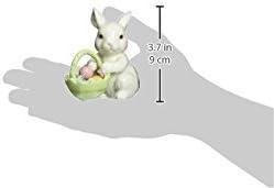 Ceramic Bunny Rabbit Easter Egg Basket Figurine 3.5in Spring Gift