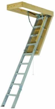 Louisville Ladder Aluminum Attic Ladder R10 Insulated Door 375 lbs Capacity 30 x 54 Inch Opening