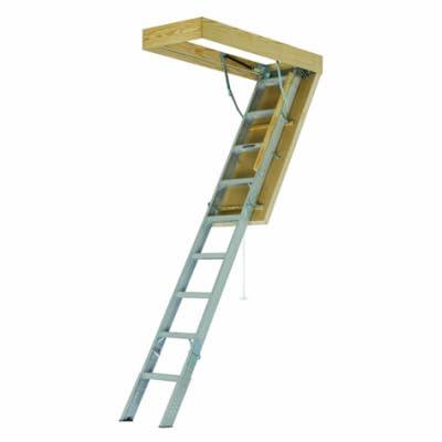 Louisville Ladder Aluminum Attic Ladder R10 Insulated Door 375 lbs Capacity 30 x 54 Inch Opening