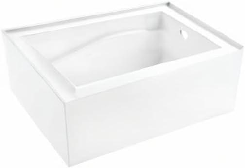 Kingston Brass Aqua Eden 54-Inch Acrylic Rectangular 3-Wall Alcove Tub, Hand Drain and Anti-Skid Surface