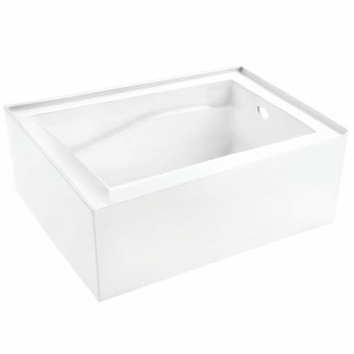 Kingston Brass Aqua Eden 54-Inch Acrylic Rectangular 3-Wall Alcove Tub, Hand Drain and Anti-Skid Surface