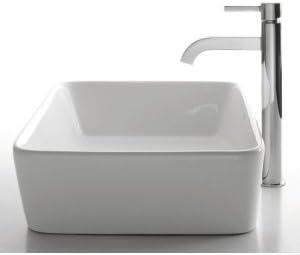 Ceramic Rectangular Vessel Bathroom Sink with Faucet