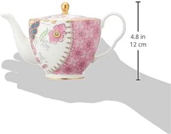 Butterfly Bloom Floral Bone China Teapot with Gold Accents