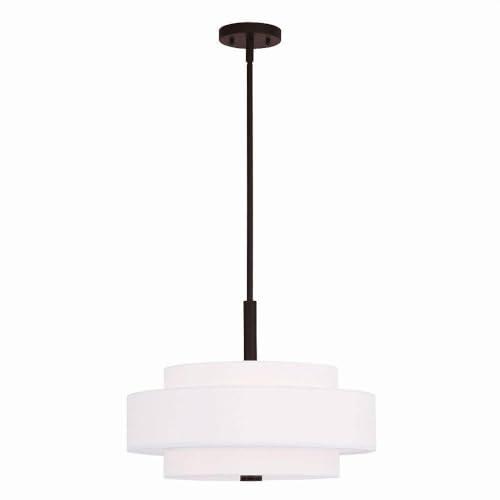 Orren Ellis Livex Lighting Meridian 4-Light Pendant With Bronze Finish And Handcrafted Shade, Transitional Design For Elegant Home Decor