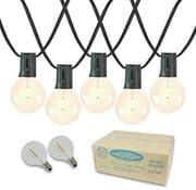 Novelty Lights 50 Feet G50 LED Patio String Light Set with 50 Bulbs, Warm White, Weather Resistant Shatterproof Replaceable Globe Bulbs, Black Wire