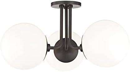 Mitzi Stella 3 - Light Semi-Flush Mount in  Old Bronze White Shade