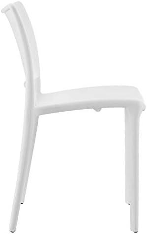 Luna Modern Minimalist White Polypropylene Stackable Side Chair