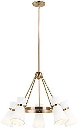 Generation Lighting Clark 5 -Light Satin Brass Transitional For Use in Dining Rooms, Foyers, Living Rooms Chandelier