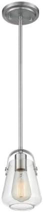 Skybridge 8'' Brushed Nickel Mini Jar Pendant with Clear Glass