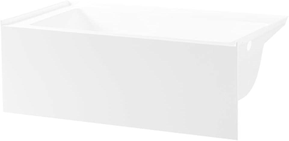 Aqua Eden VTAP603222R 60-Inch Acrylic 3-Wall Alcove Tub with Right Hand Drain Hole, White