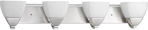 Progress Lighting Appeal 4-Light Bath Vanity in Brushed Nickel with Etched White Glass Shades