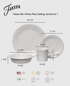 Fiesta Dinnerware 4-Piece Place Setting Set, Service for 1