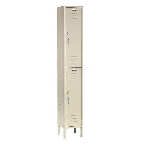 Gray Double Tier Lockable Office Locker with Recessed Handle