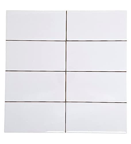 Tenedos White Ceramic 3x6 Glossy Subway Wall Tile Backsplash for Kitchen, Bathroom Shower, Accent Decor, Fireplace (80 Pieces - Box of 10 sq.ft.)