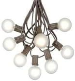 Novelty Lights 100 Feet Frosted White G40 Globe Outdoor Patio String Lights, Brown Wire