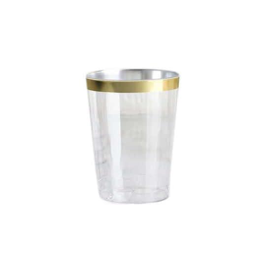 Efavormart 25 Pack Gold 10oz Crystal Collection Disposable Plastic Cups for Wedding, Party, Banquet, Home, Picnic, Outdoor Dinnerware, Bar, Nightclub, Liquors, Champagne, Desserts, Cocktails