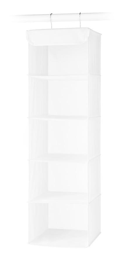Whitmor 5 Section Closet Organizer - Hanging Shelves with Sturdy Metal Frame, White