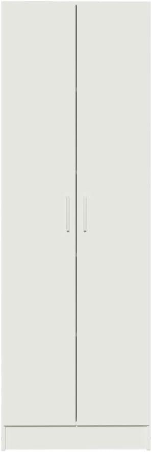 Madesa Pantry Storage Cabinet Armoire Closet with 2 Doors and 5 Utility Shelves 23 Inch Wooden Organization Unit for Bedroom, Office, Laundry Room, Kitchen, and Garage - White