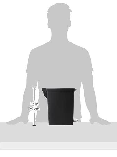 simplehuman Simplehuman 10 Liter / 2.6 Gallon Compact Slim Bathroom or Office Step Trash Can, Black Plastic