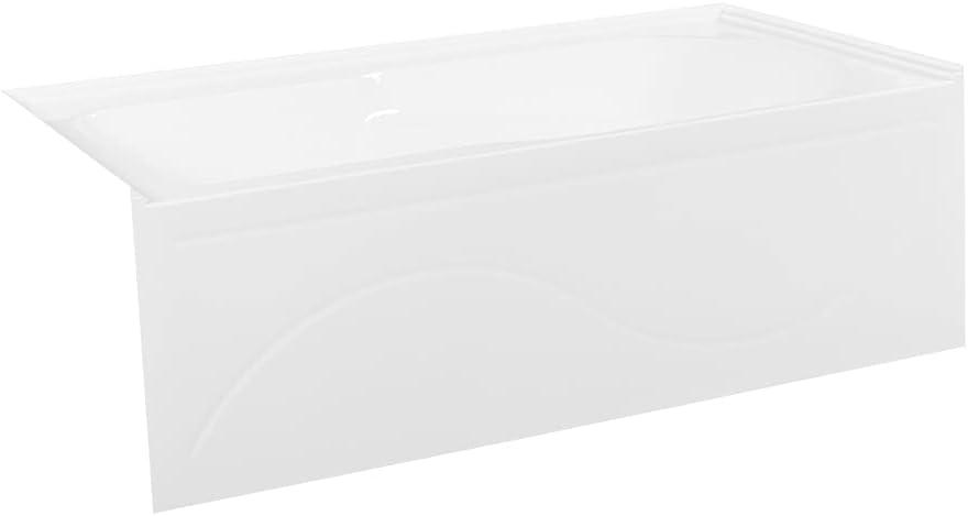 Kingston Brass Aqua Eden 60-Inch Acrylic Rectangular 3-Wall Alcove Tub with Anti Skid and Drain Hole