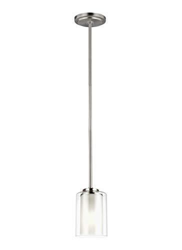 XIANMM Generation 6137301-962 Transitional One Light Pendant from Seagull-Elmwood Park Collection in Pewter, Silver Finish, Brushed Nickel