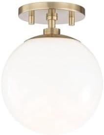 Mitzi Stella 1 - Light Semi-Flush Mount in  Aged Brass White Shade
