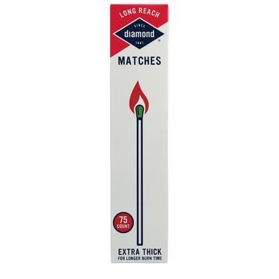 Diamond Greenlight Long Reach Matches, Large Strike on Box Style, 75 Count Ignitions 9.5" Long