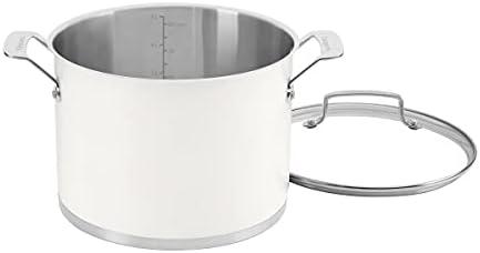 Cuisinart Matte 6qt Stainless Steel Stockpot with Cover MW8966-22 - White: Tri Ply, Dishwasher & Oven Safe, Glass Lid