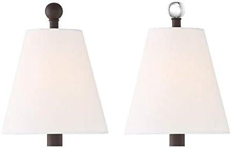 Dark Bronze 2-Light Sconce with White Silk Shades