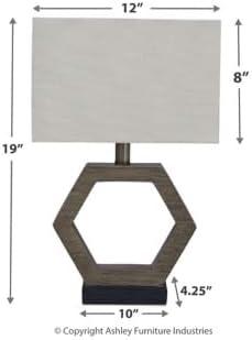 Marilu Table Lamp Gray/Brown - Signature Design by Ashley: Hexagonal Base, Polyester Shade, UL Listed