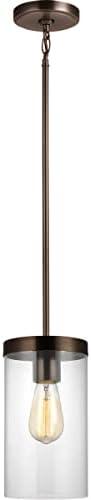 Modern Zire 6" Indoor/Outdoor Pendant in Brushed Oil Rubbed Bronze with Clear Glass