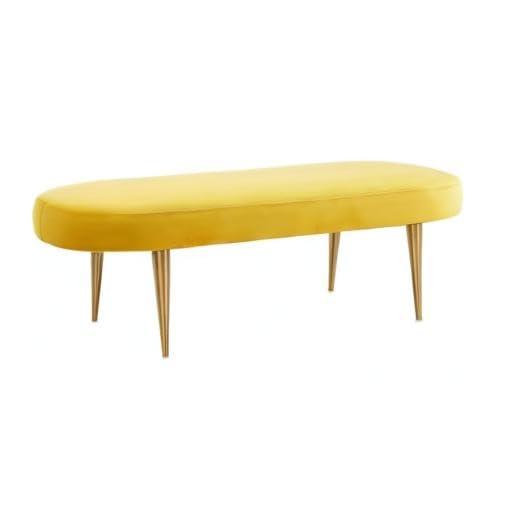SAFAVIEH Couture Corinne Oval Solid Velvet Contemporary Bench, Marigold