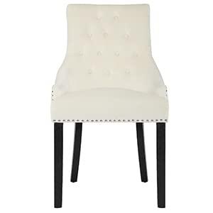 Xayoca Dining Chairs Set of 2,Upholstered Velvet Dining Room Chairs with Button-Tufted Decoration,Modern Kitchen Chairs with Nailhead Solid Wood Legs for Kitchen/Bedroom/Dining Room（Beige）