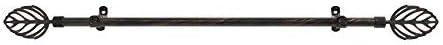 Achim Decorative Rods: Metallo Leaf Black Copper Curtain Rod with Metal Leaf Finials - Adjustable Size: 28" x 48"